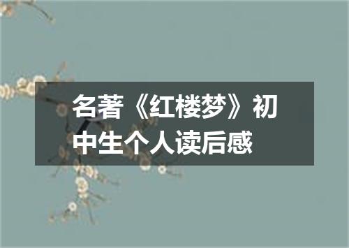 名著《红楼梦》初中生个人读后感