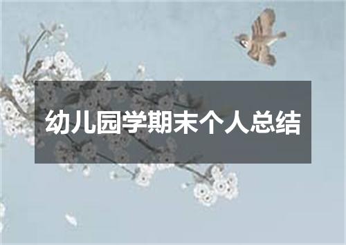 幼儿园学期末个人总结
