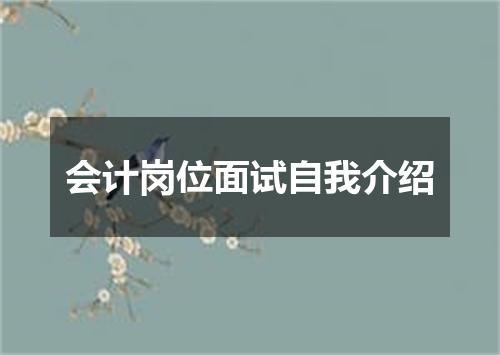 会计岗位面试自我介绍