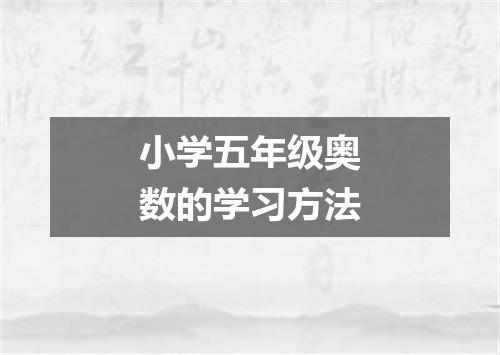 小学五年级奥数的学习方法