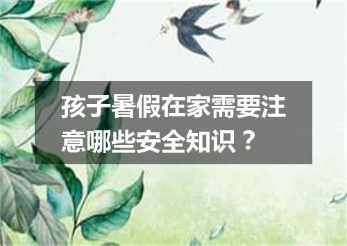 孩子暑假在家需要注意哪些安全知识？