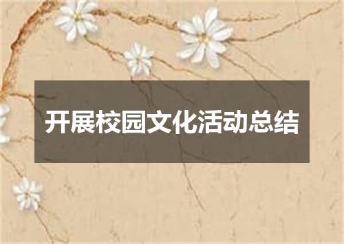 开展校园文化活动总结