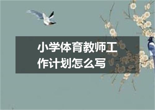 小学体育教师工作计划怎么写