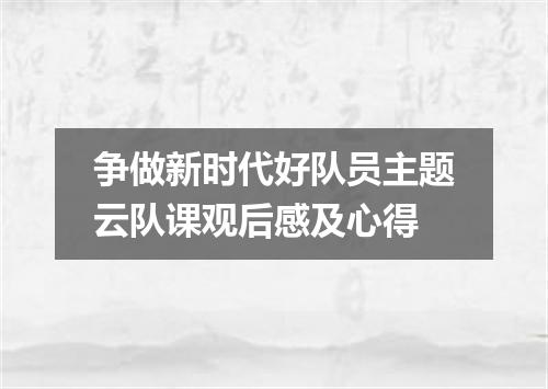 争做新时代好队员主题云队课观后感及心得