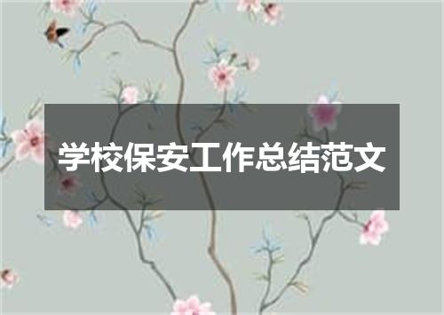 学校保安工作总结范文