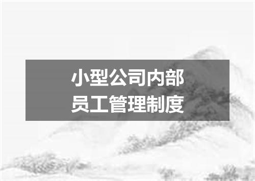 小型公司内部员工管理制度