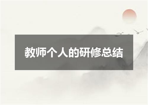 教师个人的研修总结