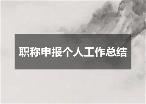 职称申报个人工作总结