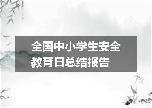全国中小学生安全教育日总结报告