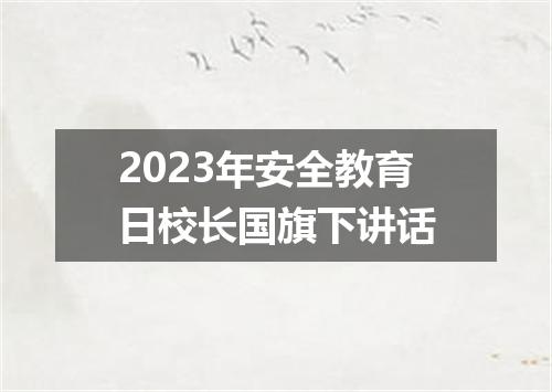 2023年安全教育日校长国旗下讲话