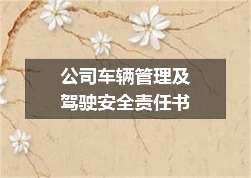 公司车辆管理及驾驶安全责任书