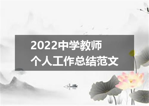 2022中学教师个人工作总结范文