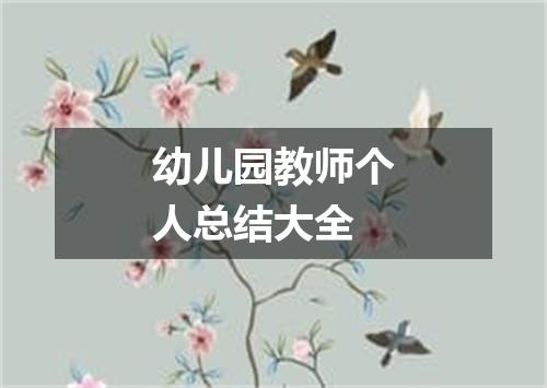 幼儿园教师个人总结大全