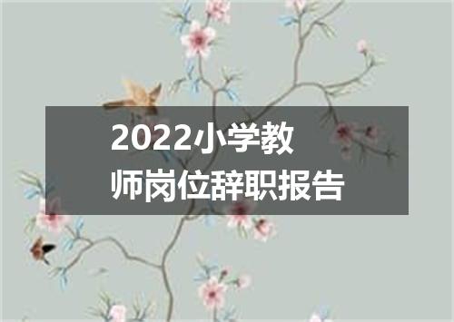 2022小学教师岗位辞职报告