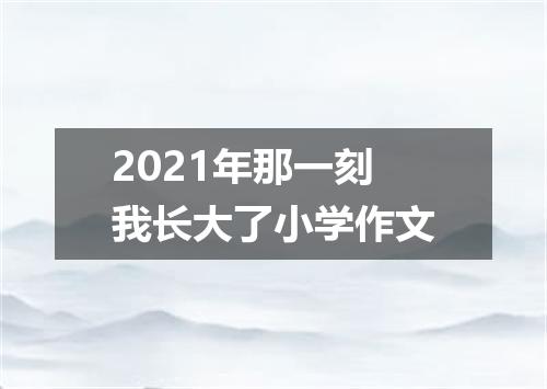2021年那一刻我长大了小学作文