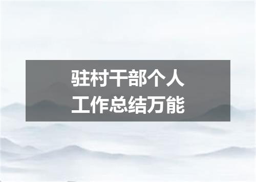 驻村干部个人工作总结万能