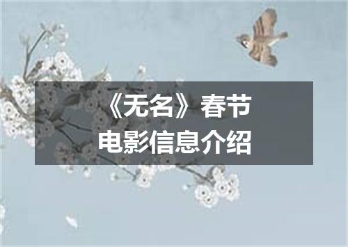 《无名》春节电影信息介绍