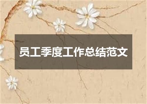 员工季度工作总结范文