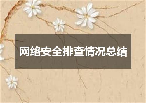 网络安全排查情况总结