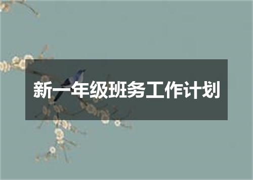 新一年级班务工作计划