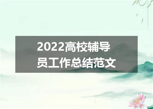 2022高校辅导员工作总结范文