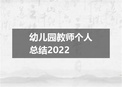 幼儿园教师个人总结2022
