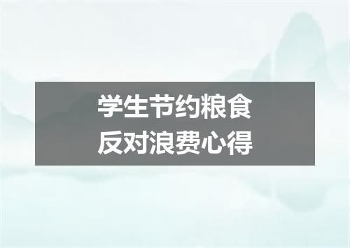 学生节约粮食反对浪费心得