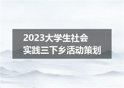 2023大学生社会实践三下乡活动策划