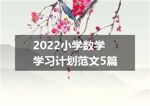 2022小学数学学习计划范文5篇