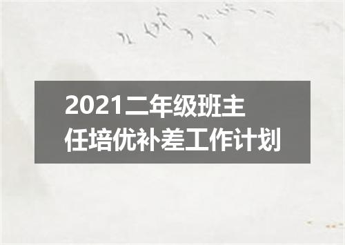2021二年级班主任培优补差工作计划