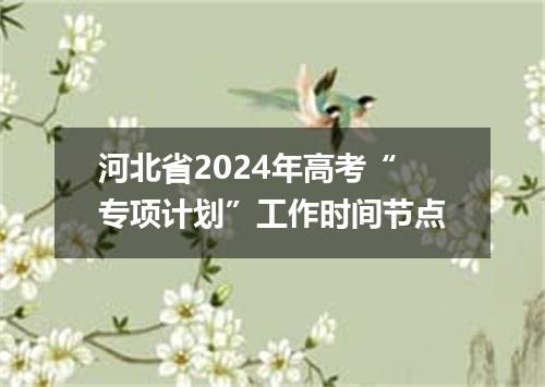 河北省2024年高考“专项计划”工作时间节点