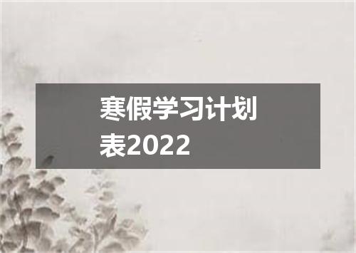寒假学习计划表2022