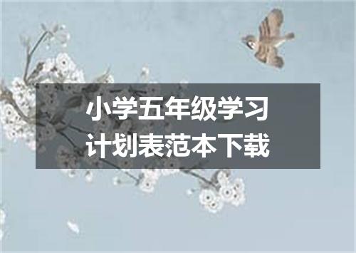 小学五年级学习计划表范本下载