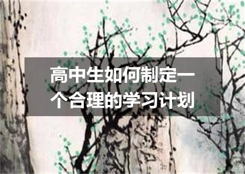 高中生如何制定一个合理的学习计划