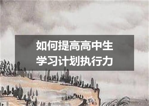 如何提高高中生学习计划执行力