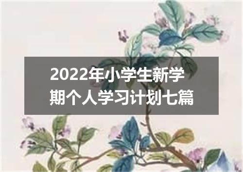 2022年小学生新学期个人学习计划七篇