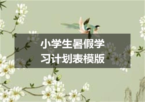 小学生暑假学习计划表模版