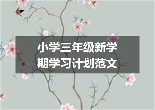 小学三年级新学期学习计划范文