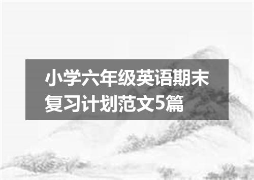 小学六年级英语期末复习计划范文5篇