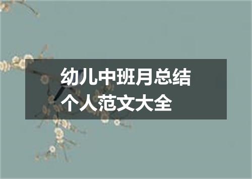 幼儿中班月总结个人范文大全