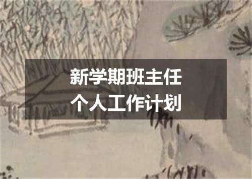 新学期班主任个人工作计划