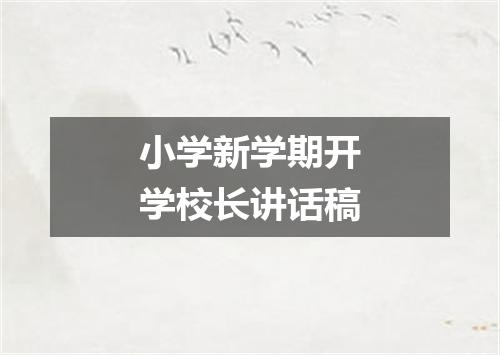 小学新学期开学校长讲话稿