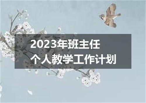 2023年班主任个人教学工作计划