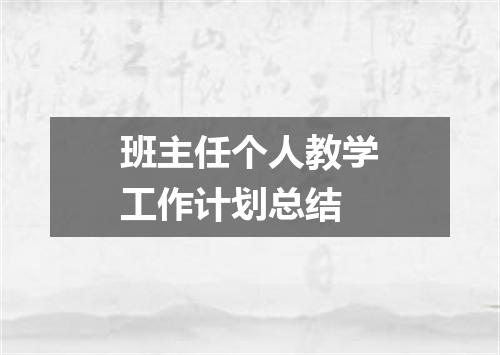班主任个人教学工作计划总结