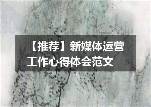 【推荐】新媒体运营工作心得体会范文