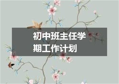 初中班主任学期工作计划