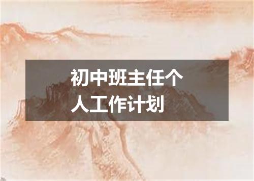 初中班主任个人工作计划