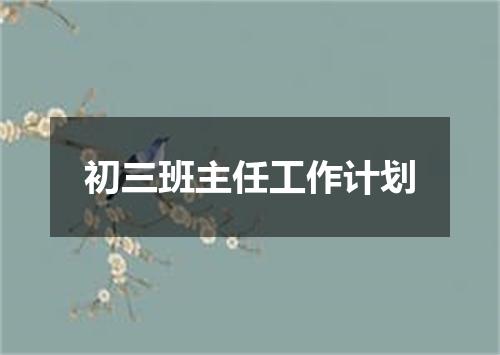 初三班主任工作计划