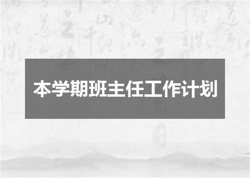 本学期班主任工作计划