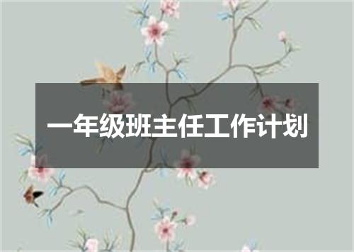 一年级班主任工作计划